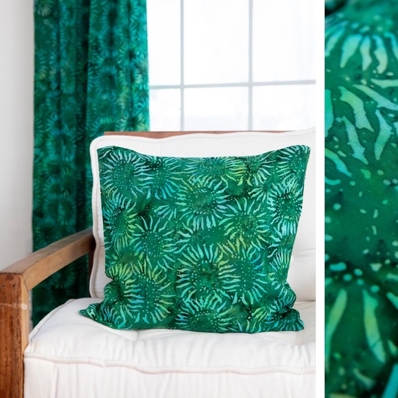 Batik Curtain Set of 2 and Matching Pillow Case - Picture 1 of 11